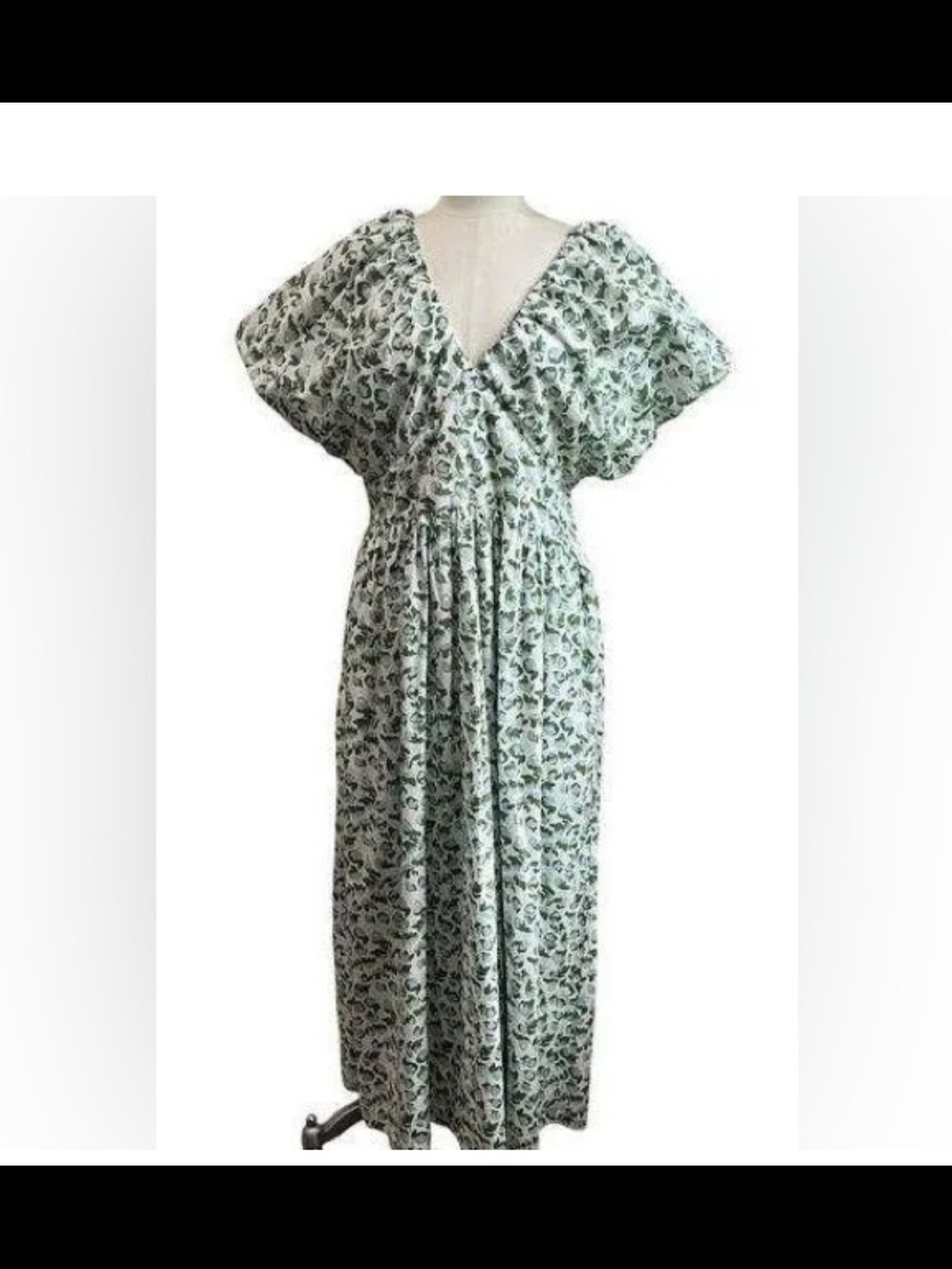 Floral V-Neck Maxi Dress in Sage Green